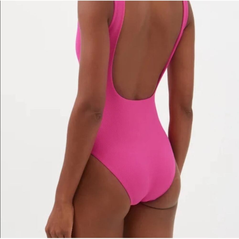 Cossie + Co UPF50 Poppy Waffle Honeycomb Scoop Blush Pink Flamingo Swimsuit 4 - Picture 2 of 8